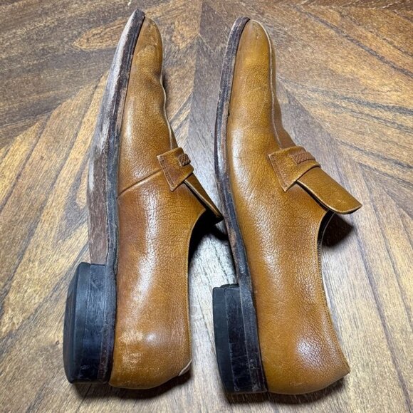 Vintage Florsheim Cognac Loafers Bike Toe Men’s 10.5 D Braided Brown Leather main image 5